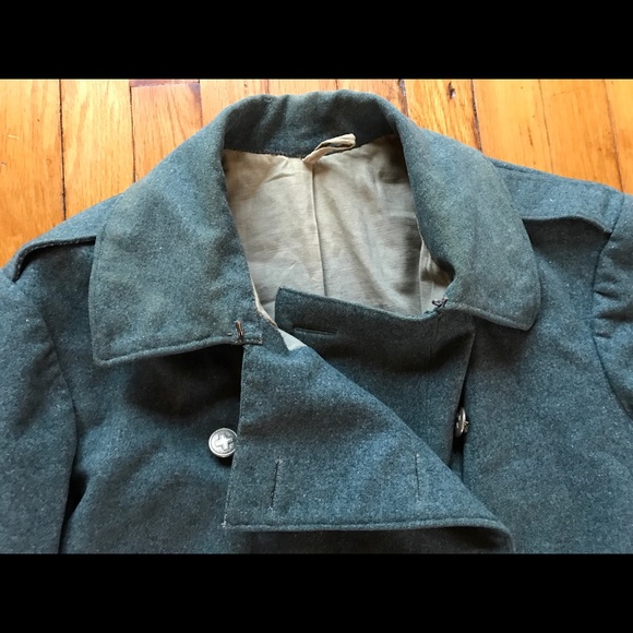 Full length vintage wool military pea coat - Picture 2 of 6
